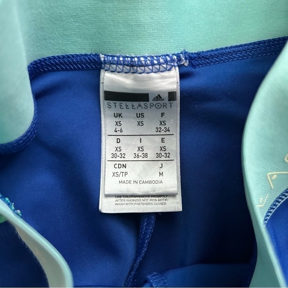 Adidas x Stella McCartney Blue Cropped Leggings Zip Up Sides Sz XS - Picture 10 of 10